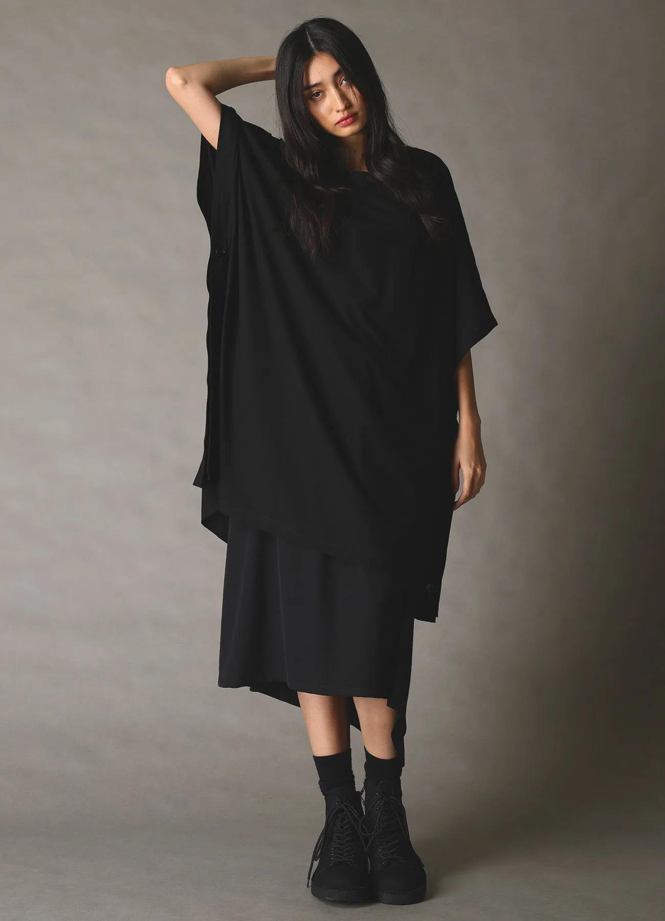 30 HARD TWIST STRETCH JERSEY SIDE BUTTON BIG T-SHIRT sold by Yohji Yamamoto product image thumbnail 3