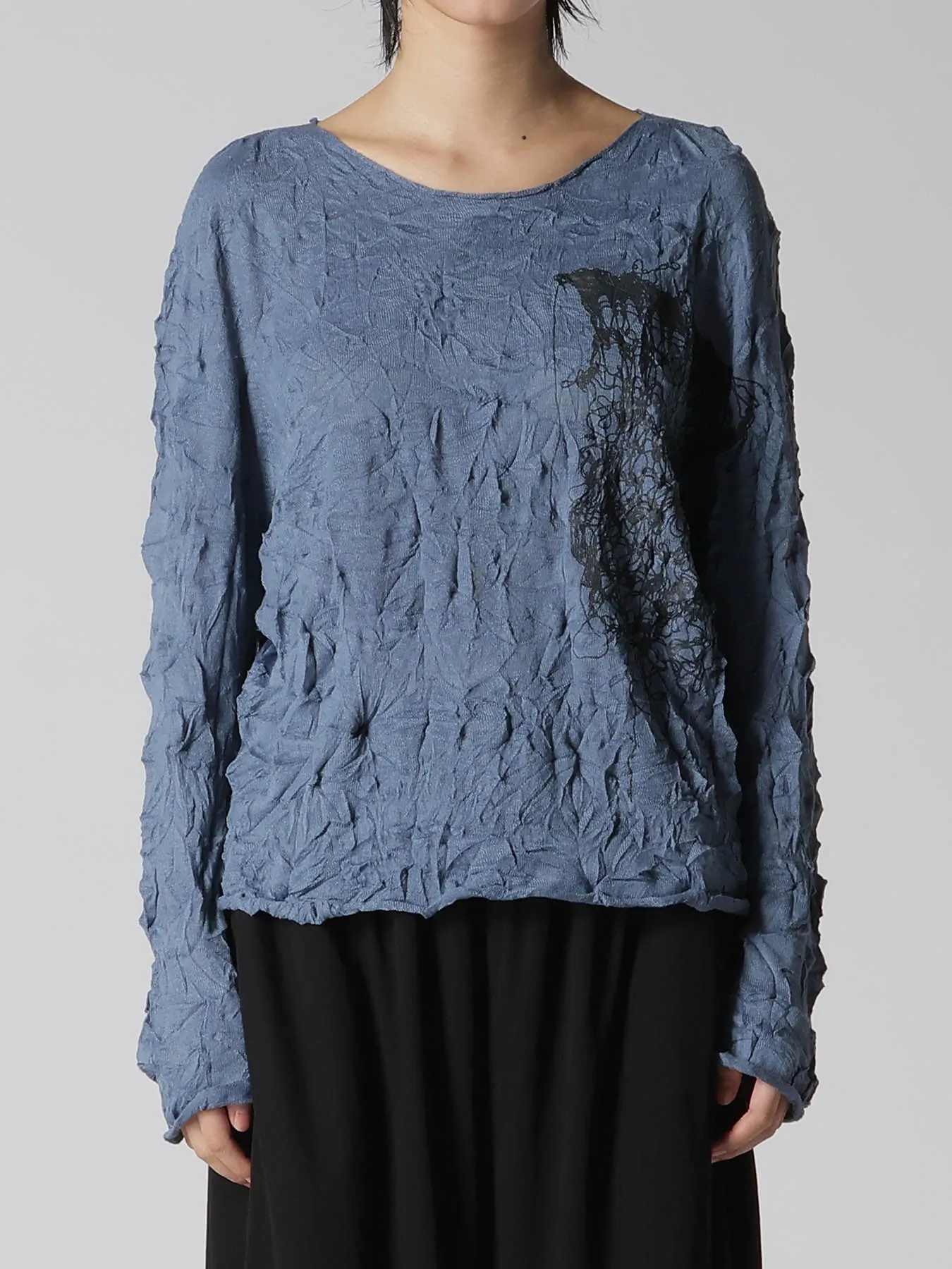 WRINKLED OFF NECK LONG SLEEVE PULLOVER sold by Yohji Yamamoto product image thumbnail 2