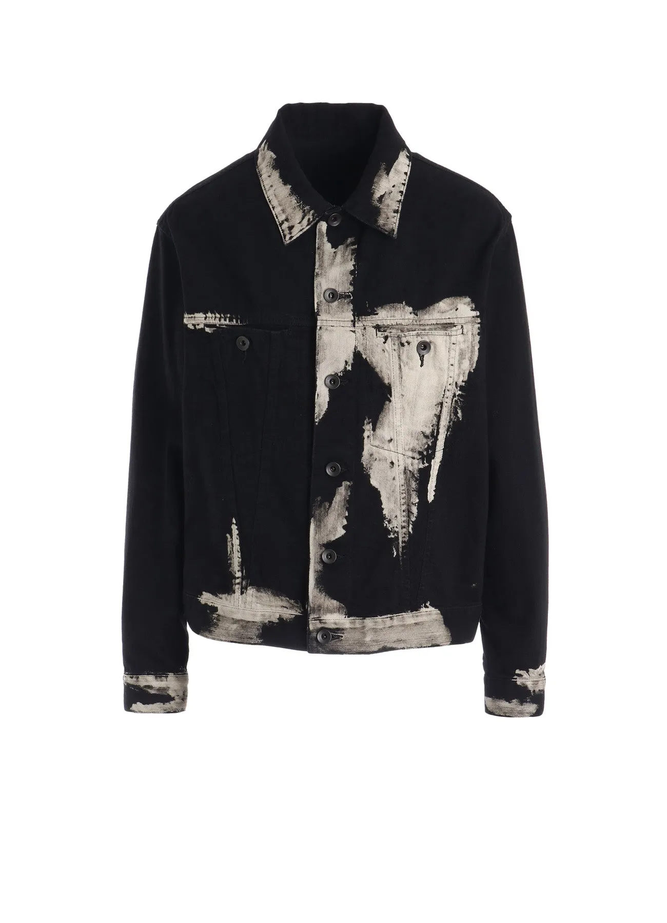 8OZ DENIM BRUSH BLEACH PANEL DENIM JACKET sold by Yohji Yamamoto