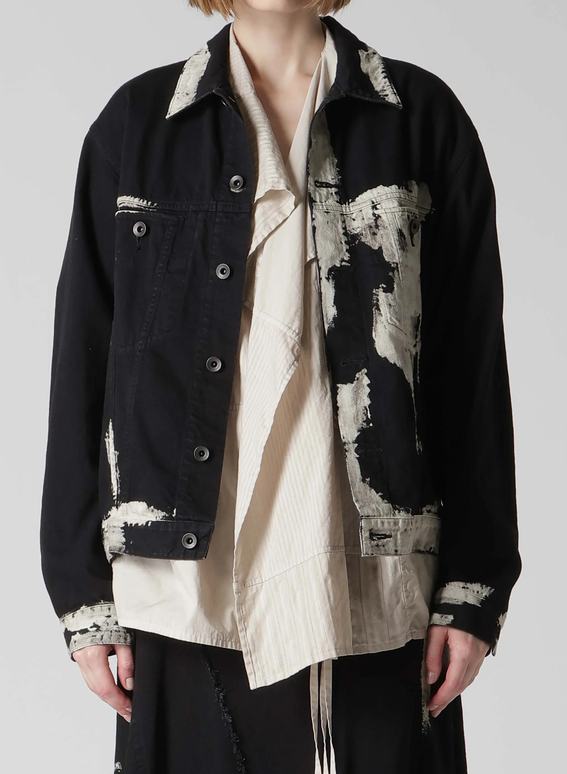 8OZ DENIM BRUSH BLEACH PANEL DENIM JACKET sold by Yohji Yamamoto product image thumbnail 5