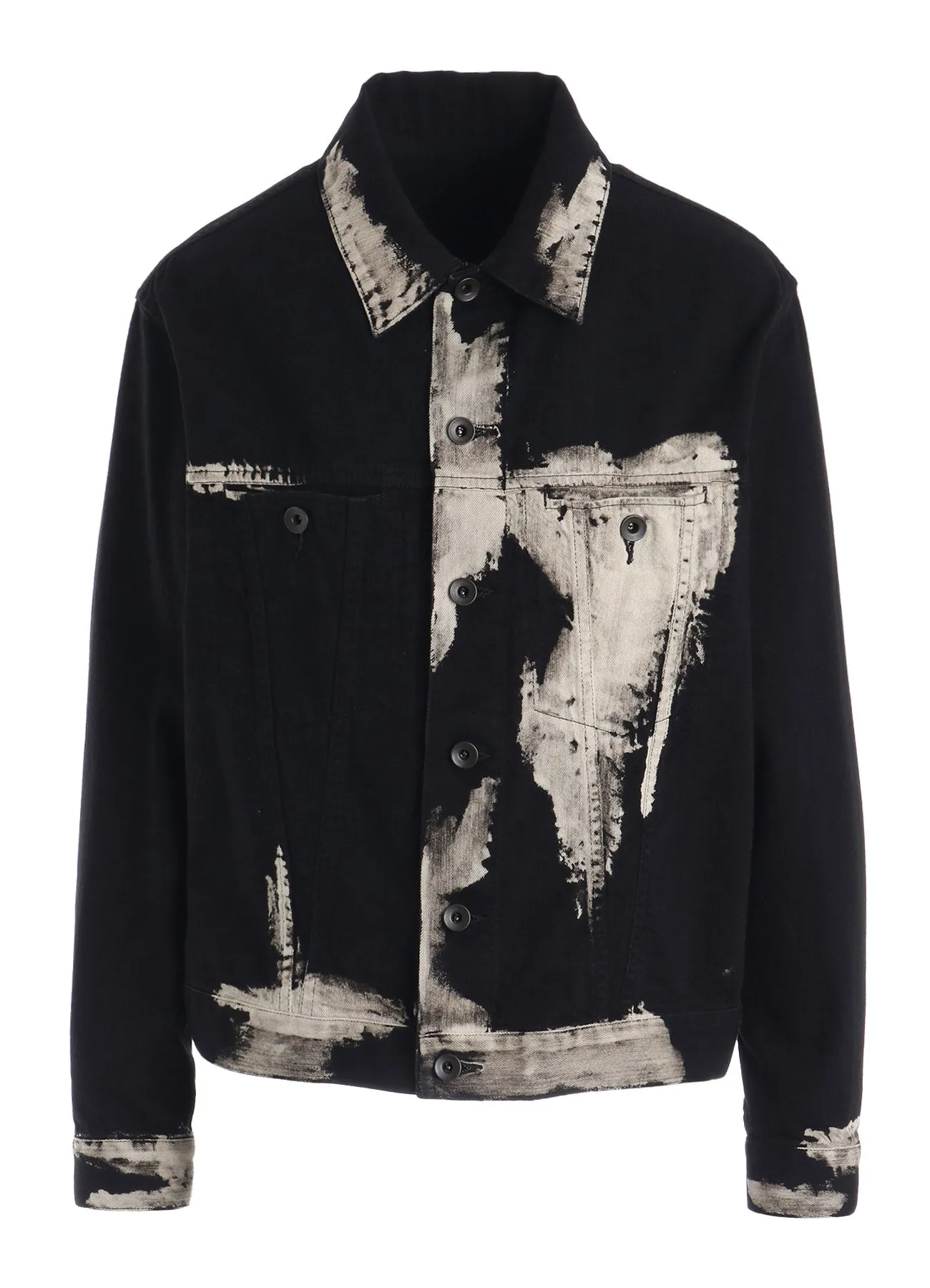8OZ DENIM BRUSH BLEACH PANEL DENIM JACKET sold by Yohji Yamamoto product image thumbnail 2
