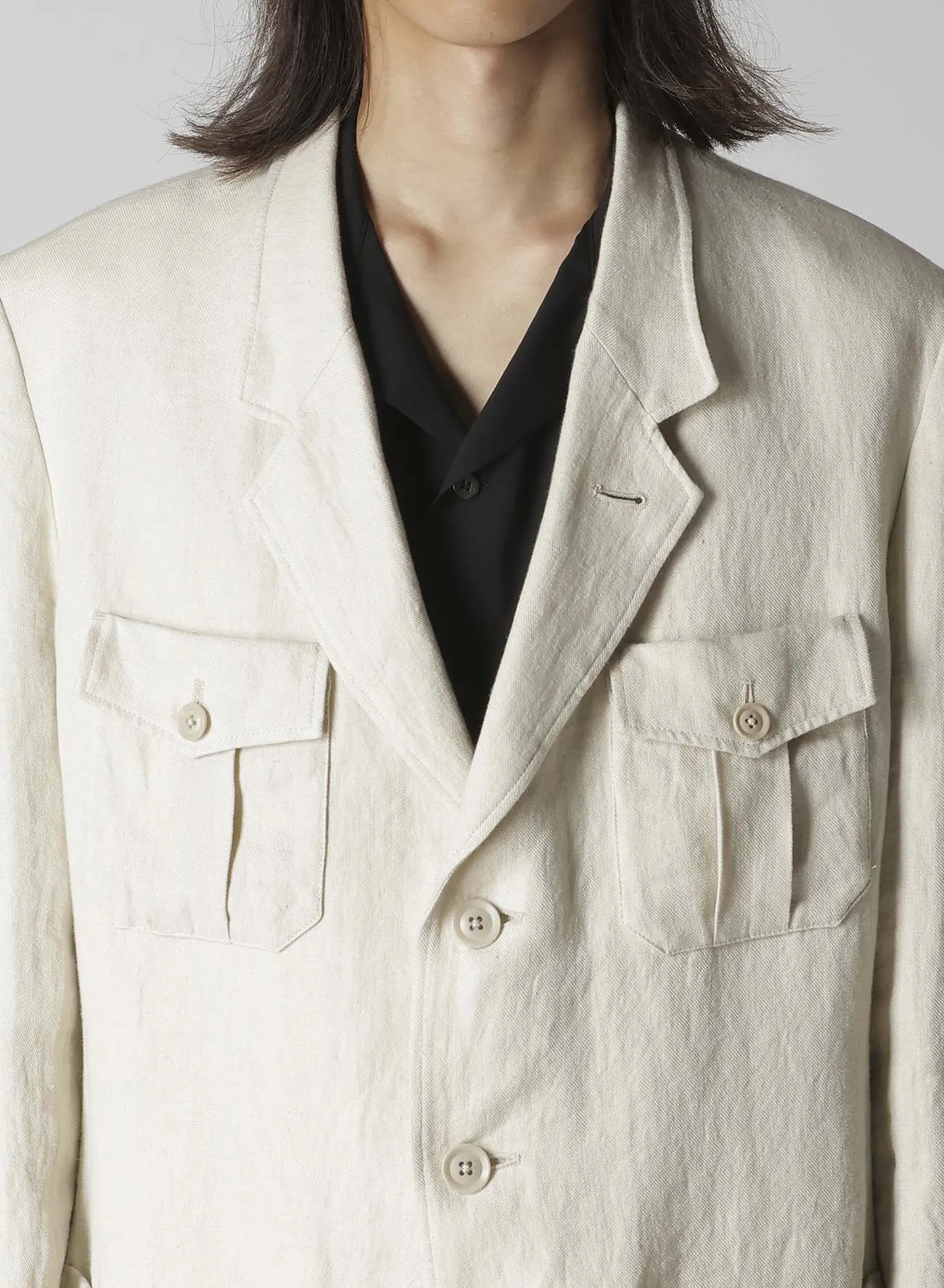 UN-DYED LINEN TWILL 4 POCKETS JACKET sold by Yohji Yamamoto product image thumbnail 3