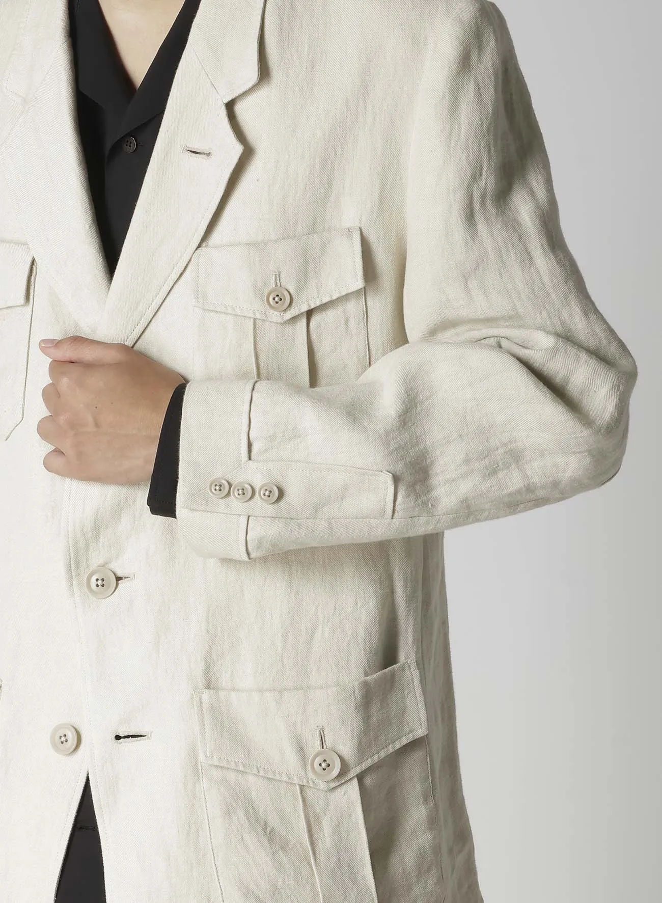 UN-DYED LINEN TWILL 4 POCKETS JACKET sold by Yohji Yamamoto product image thumbnail 4