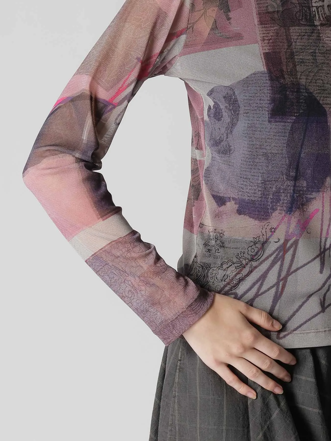 TULLE VASE COLLAGE PRINT LONG SLEEVE TEE sold by Yohji Yamamoto product image thumbnail 3