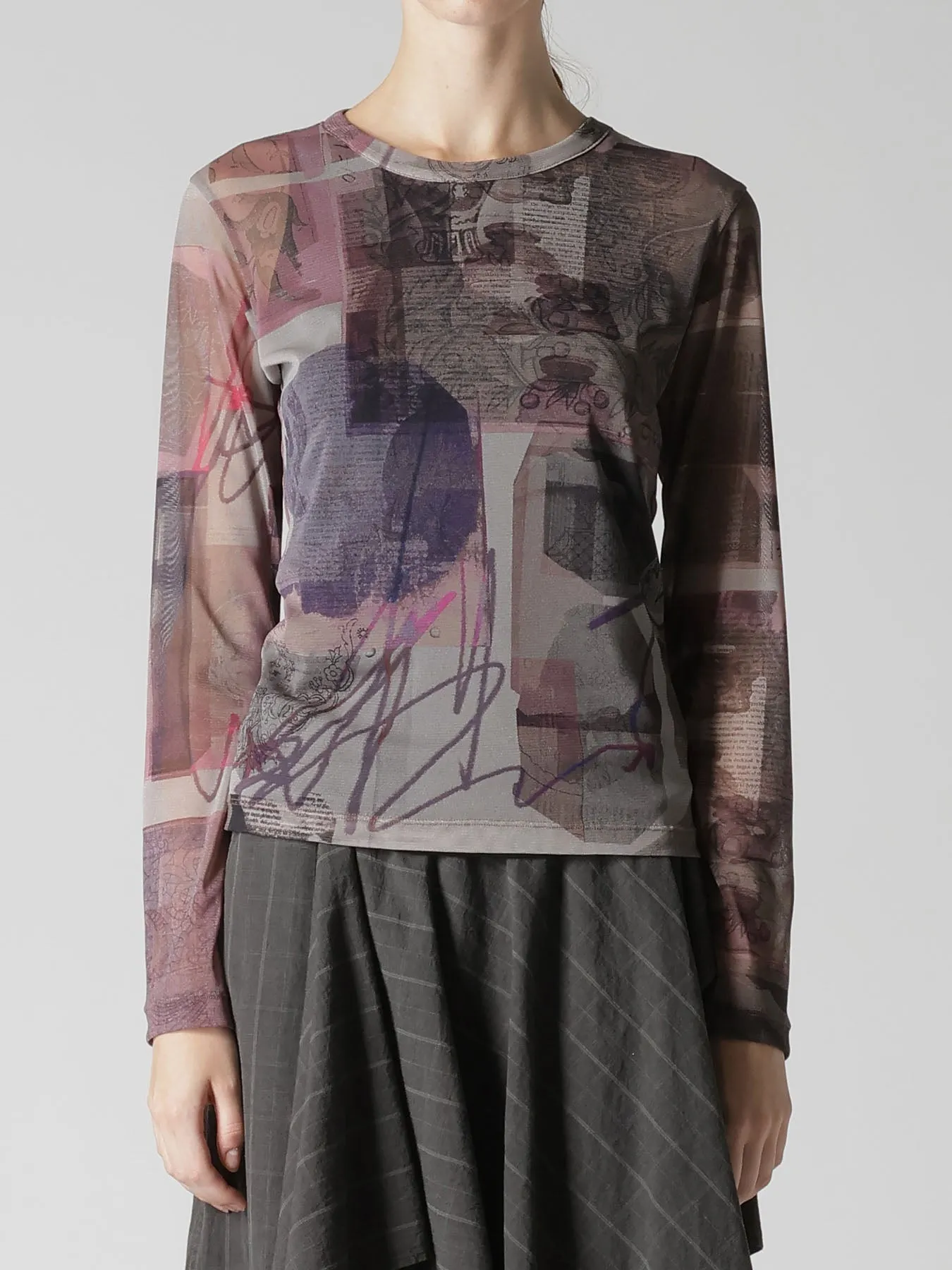 TULLE VASE COLLAGE PRINT LONG SLEEVE TEE sold by Yohji Yamamoto product image thumbnail 2
