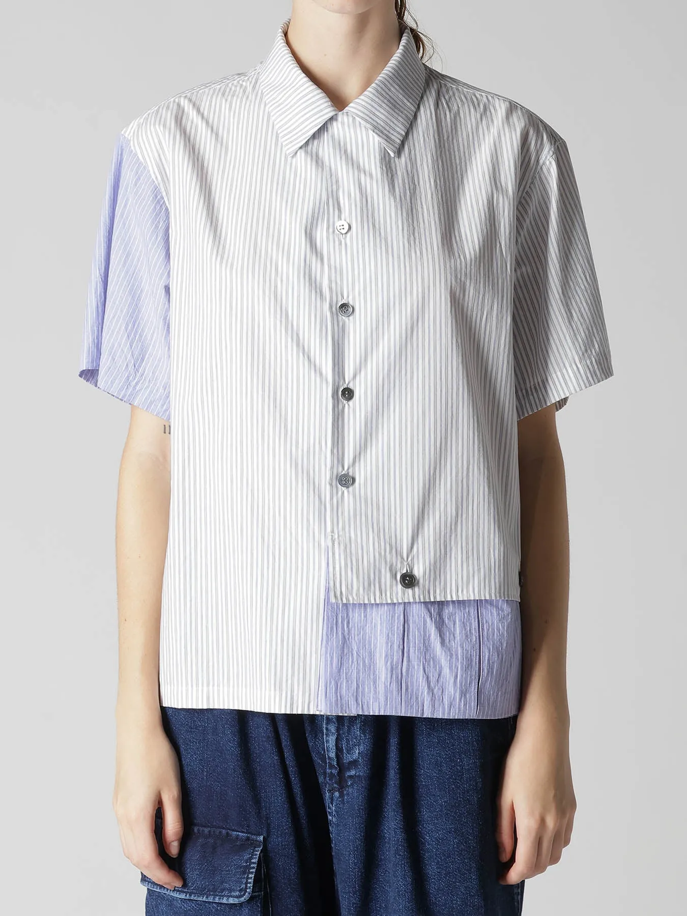 OPEN COLLAR SHORT SLEEVE BLOUSE sold by Yohji Yamamoto product image thumbnail 4