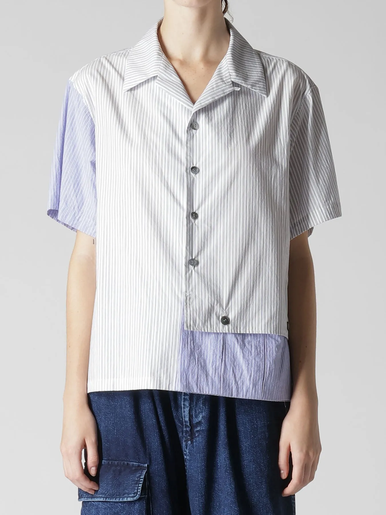OPEN COLLAR SHORT SLEEVE BLOUSE sold by Yohji Yamamoto product image thumbnail 2