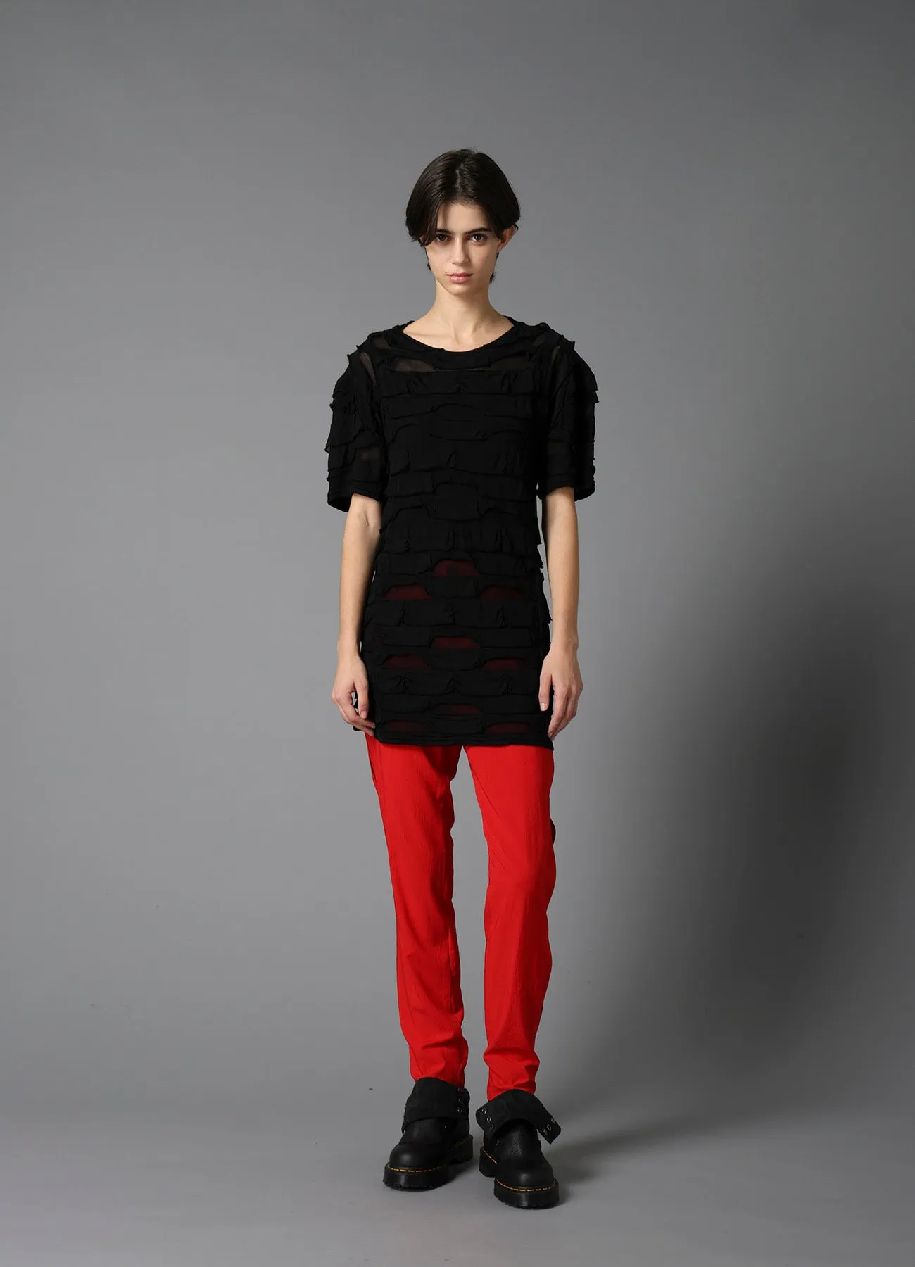 RY/ WRINKLED LAWN SLIT SLIM PANTS sold by Yohji Yamamoto product image thumbnail 2