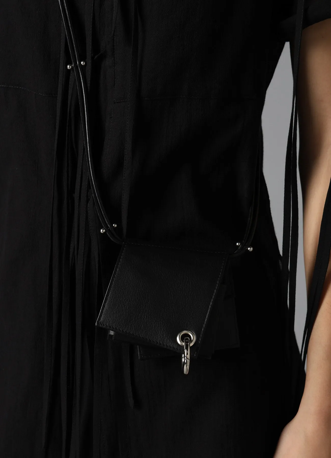MATTE CHROME LEATHER WALLET CASE WITH STRAP sold by Yohji Yamamoto product image thumbnail 3