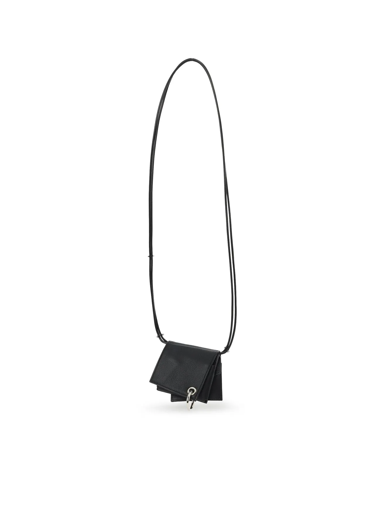 MATTE CHROME LEATHER WALLET CASE WITH STRAP sold by Yohji Yamamoto