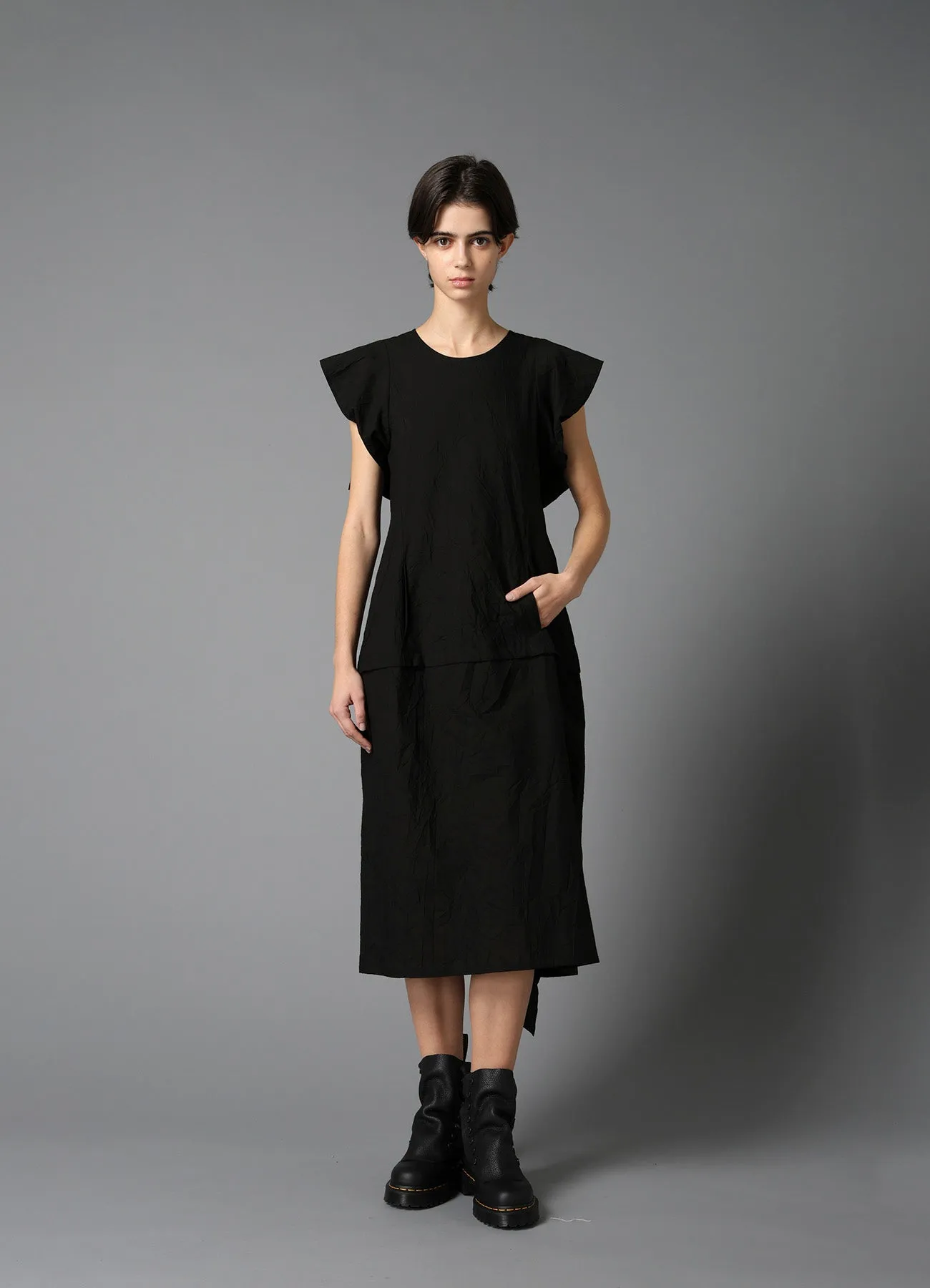 WRINKLED TYPEWRITER DESIGNED SLEEVE DRESS sold by Yohji Yamamoto product image thumbnail 2