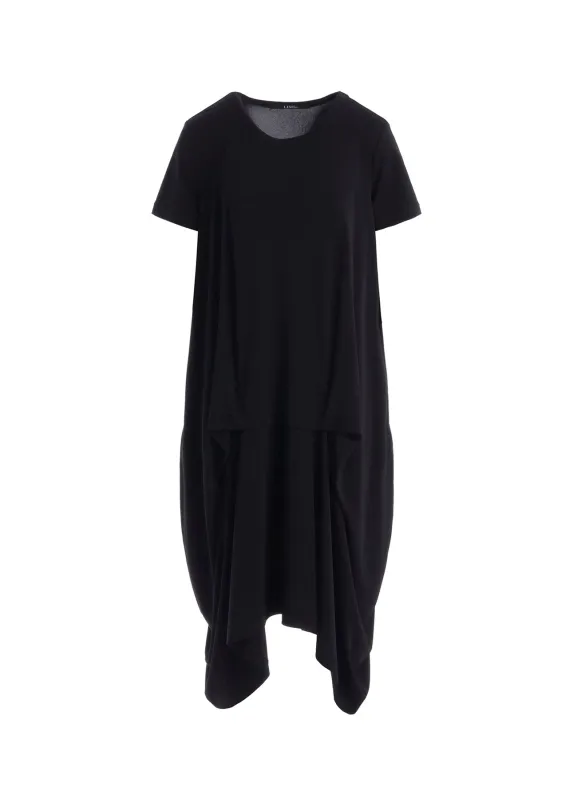 HIGH TWIST SMOOTH RAYON SHORT SLEEVE TUCK DRESS made by Yohji Yamamoto