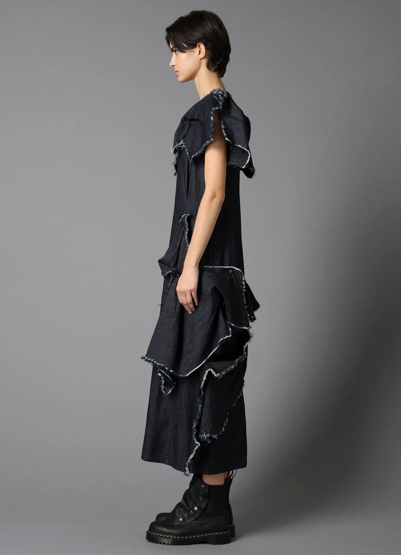 8oz DENIM DESIGNED PANEL DRESS A sold by Yohji Yamamoto product image thumbnail 3