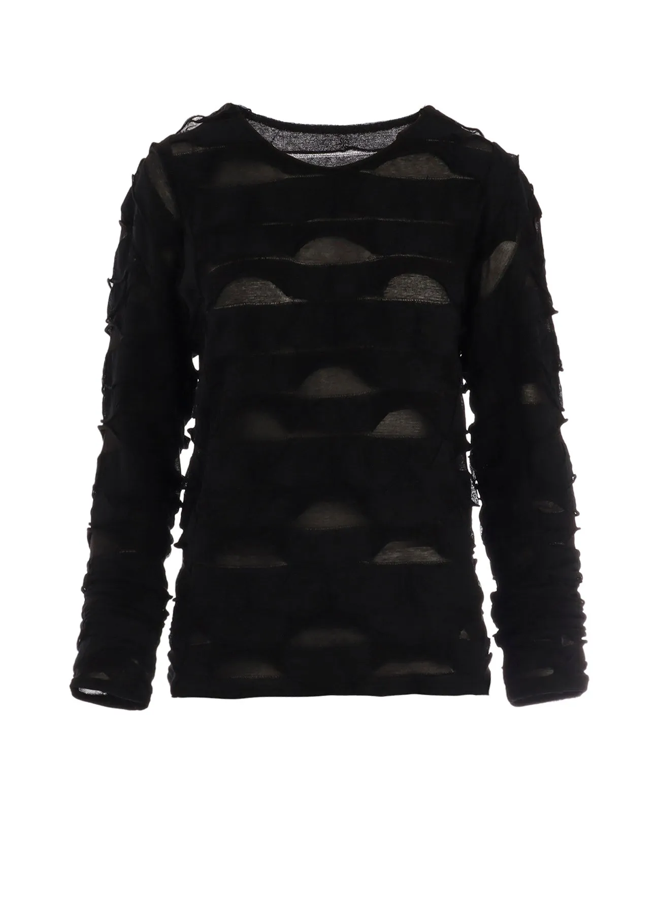 FRILLED JACQUARD PANEL DESIGN LONG SLEEVE TEE sold by Yohji Yamamoto