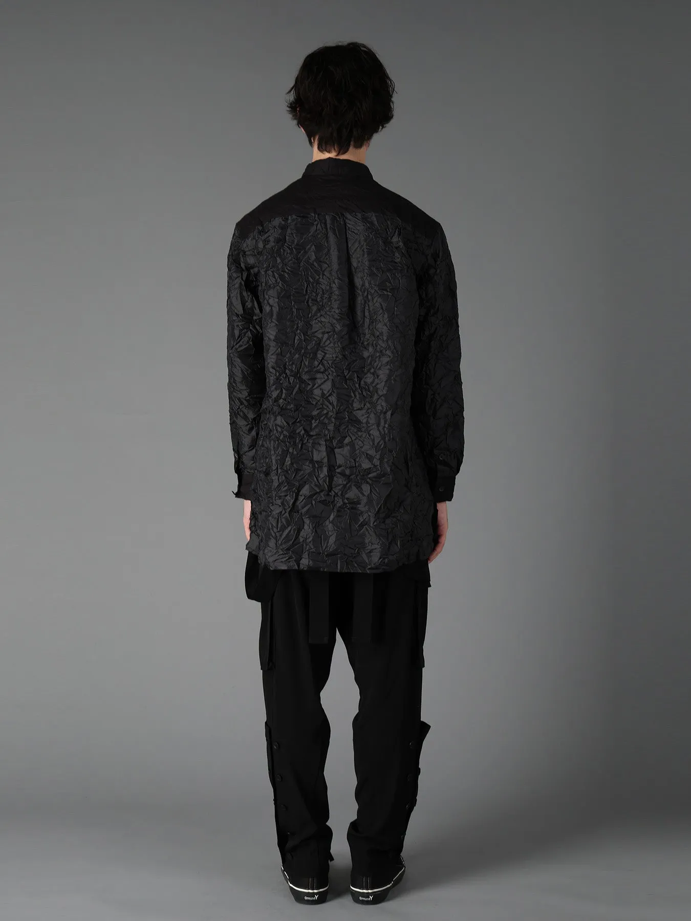CRUSHED FABRIC LONG SLEEVE SHIRT-BLACK sold by Yohji Yamamoto product image thumbnail 5
