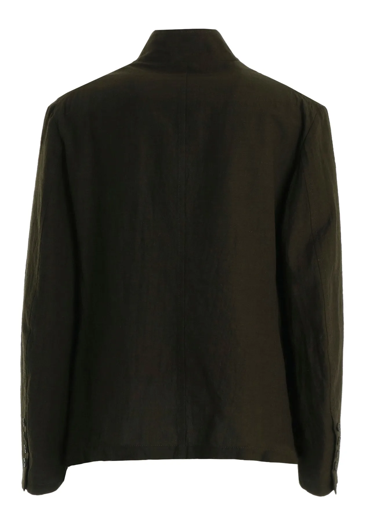 COTTON WOOL FLAX BROAD STAND COLLAR JACKET sold by Yohji Yamamoto product image thumbnail 4