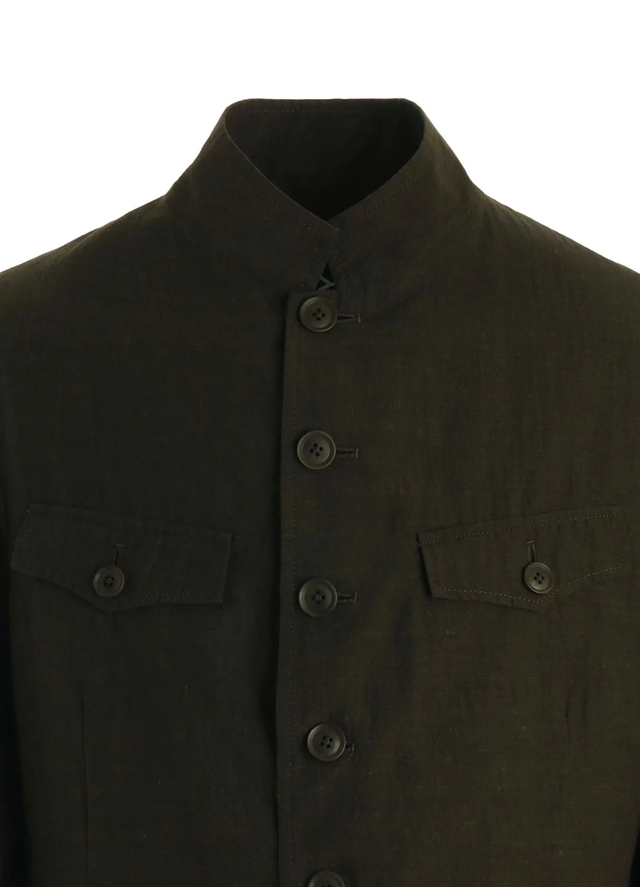 COTTON WOOL FLAX BROAD STAND COLLAR JACKET sold by Yohji Yamamoto product image thumbnail 5
