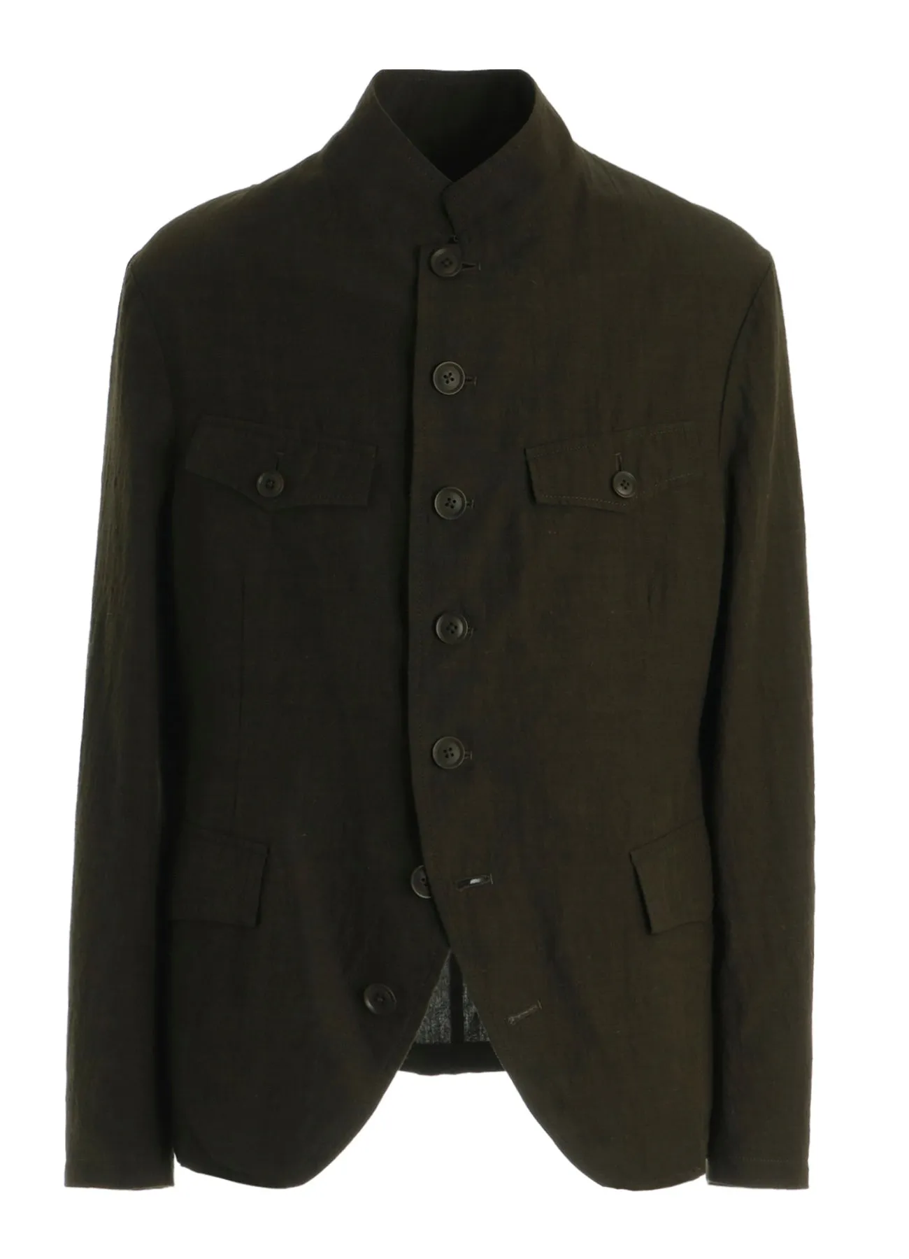 COTTON WOOL FLAX BROAD STAND COLLAR JACKET sold by Yohji Yamamoto product image thumbnail 2