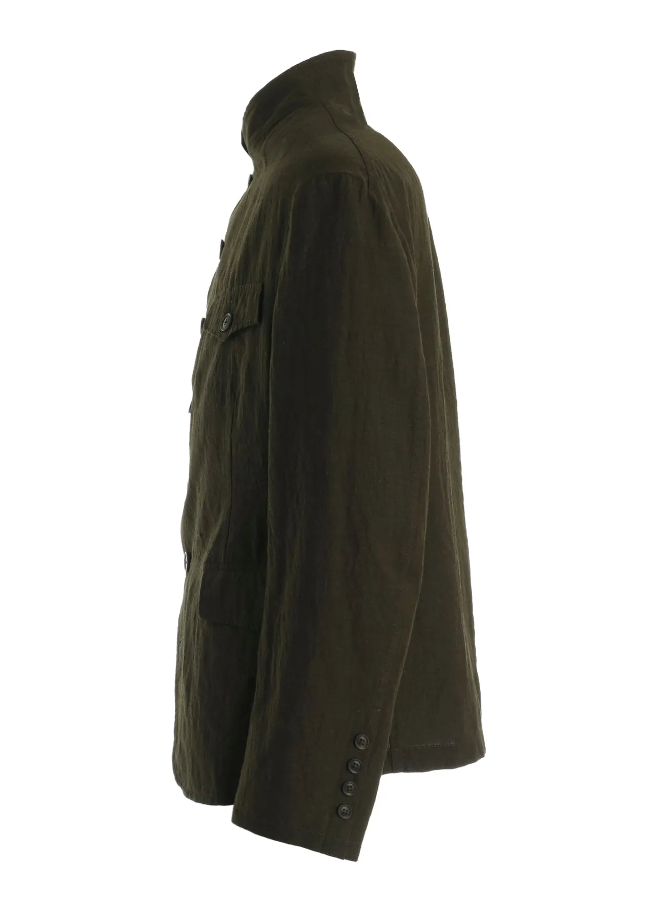 COTTON WOOL FLAX BROAD STAND COLLAR JACKET sold by Yohji Yamamoto product image thumbnail 3