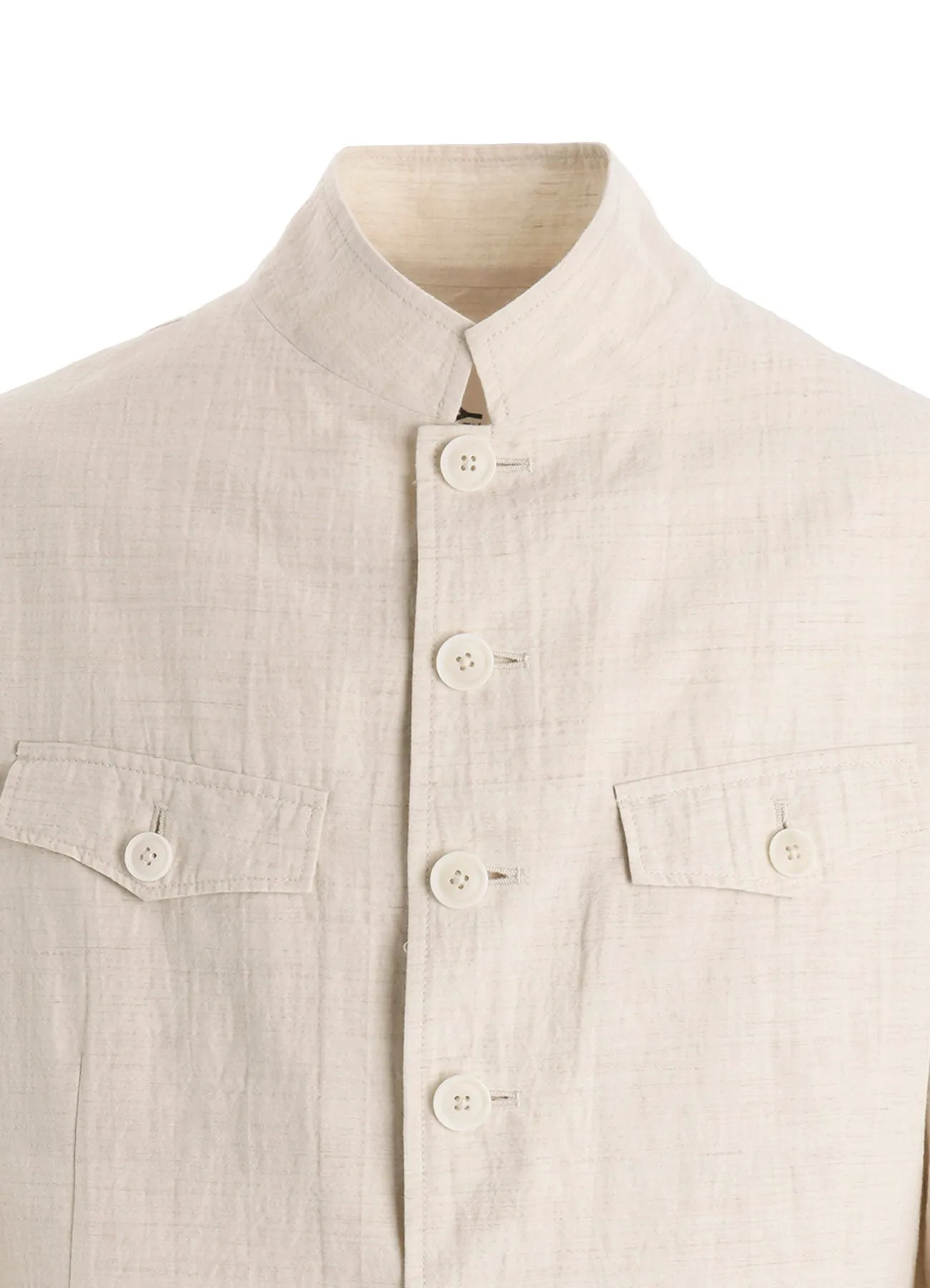 COTTON WOOL FLAX BROAD STAND COLLAR JACKET sold by Yohji Yamamoto product image thumbnail 5
