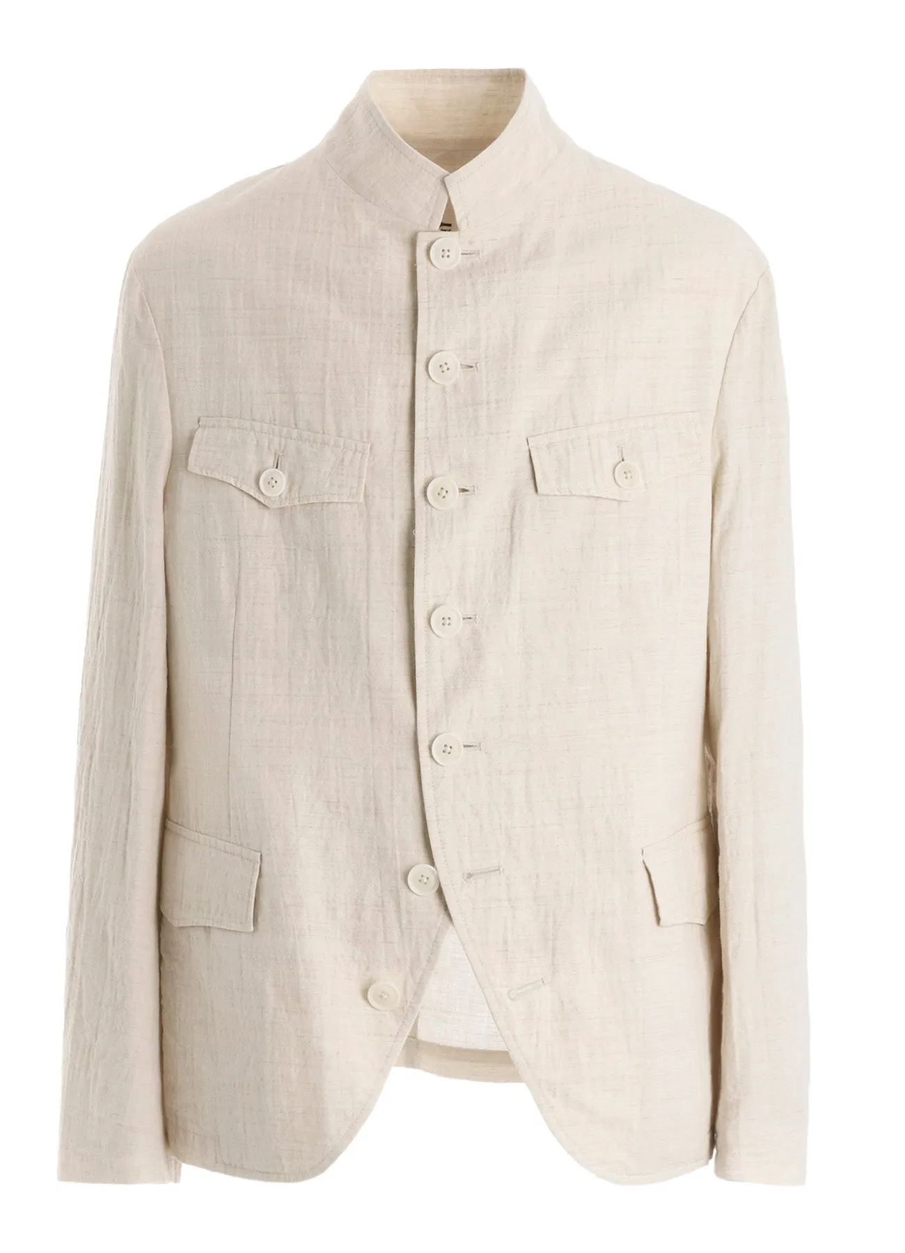 COTTON WOOL FLAX BROAD STAND COLLAR JACKET sold by Yohji Yamamoto product image thumbnail 2