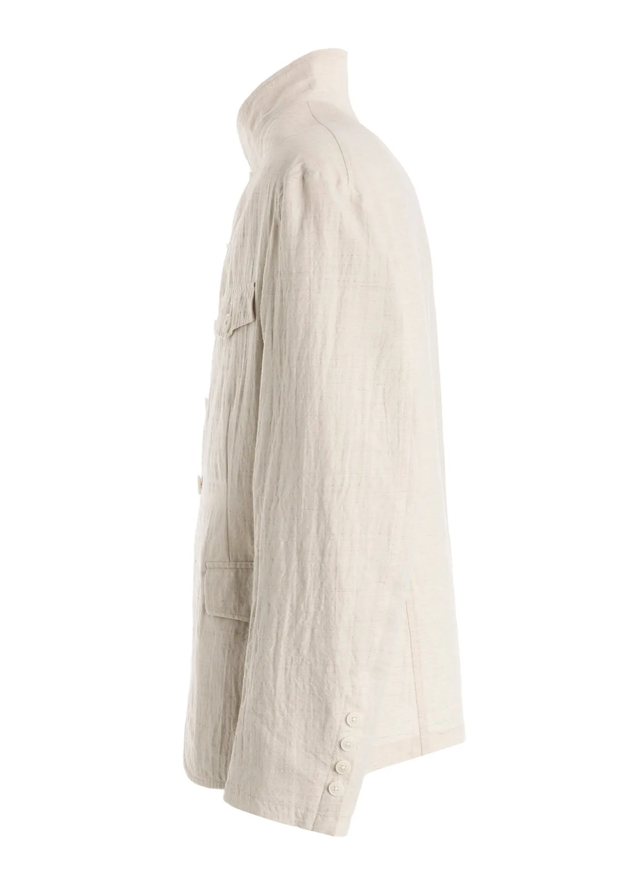 COTTON WOOL FLAX BROAD STAND COLLAR JACKET sold by Yohji Yamamoto product image thumbnail 3