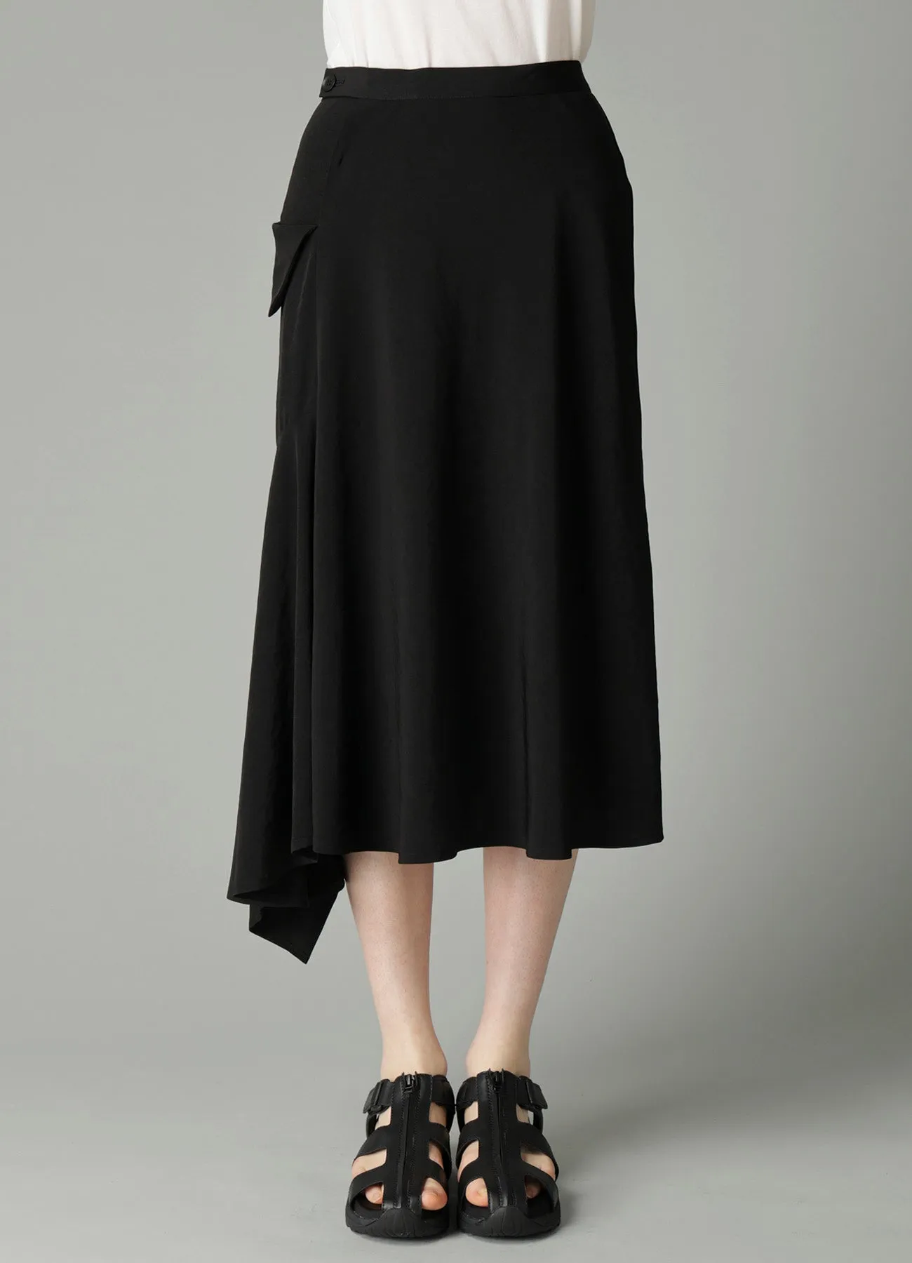 Ta/Pe CREPE DE CHINE FLARE WRAP SKIRT sold by Yohji Yamamoto product image thumbnail 3
