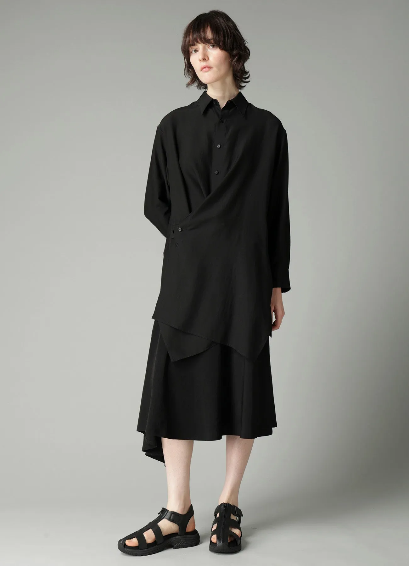 Ta/Pe CREPE DE CHINE FLARE WRAP SKIRT sold by Yohji Yamamoto product image thumbnail 2