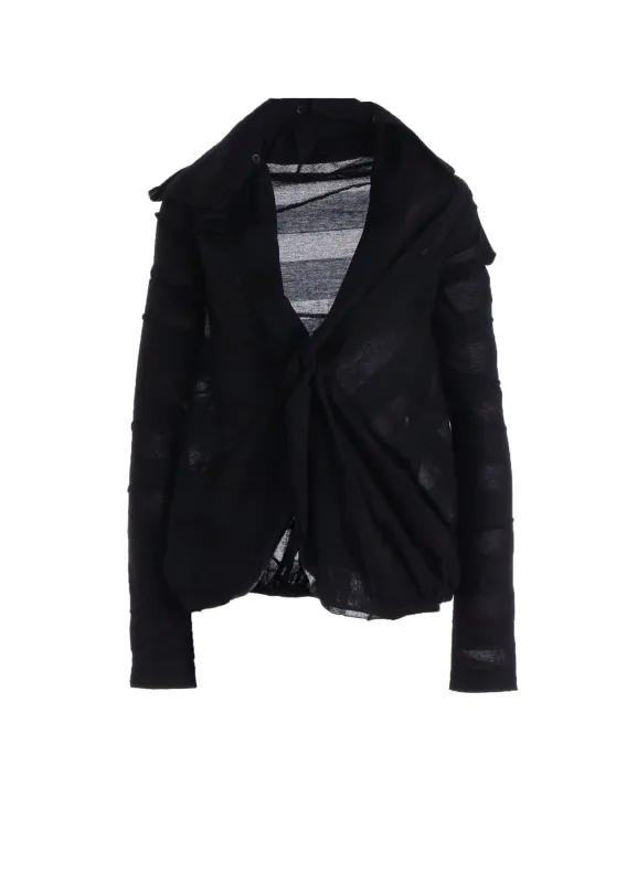 TUCK JACQUARD GATHER DETAIL CARDIGAN made by Yohji Yamamoto