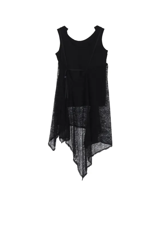 COTTON SINGLE JERSEY LACE TANK TOP made by Yohji Yamamoto
