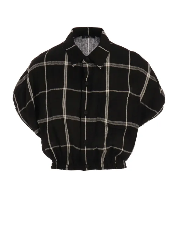 PLAID KHADI SHORT BLOUSE made by Yohji Yamamoto