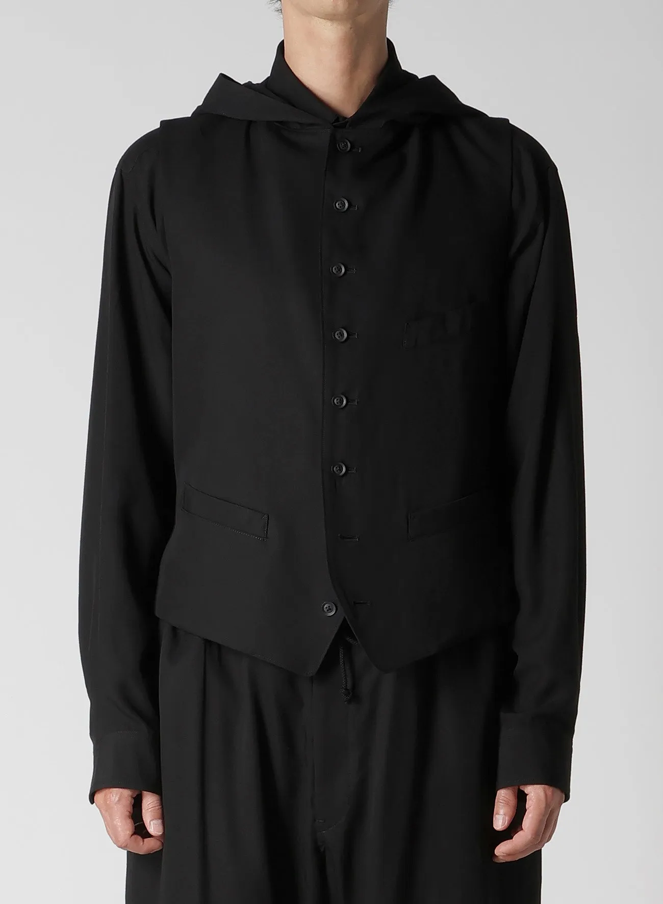 RE CELLULOSE GABARDINE HOODED VEST sold by Yohji Yamamoto product image thumbnail 2