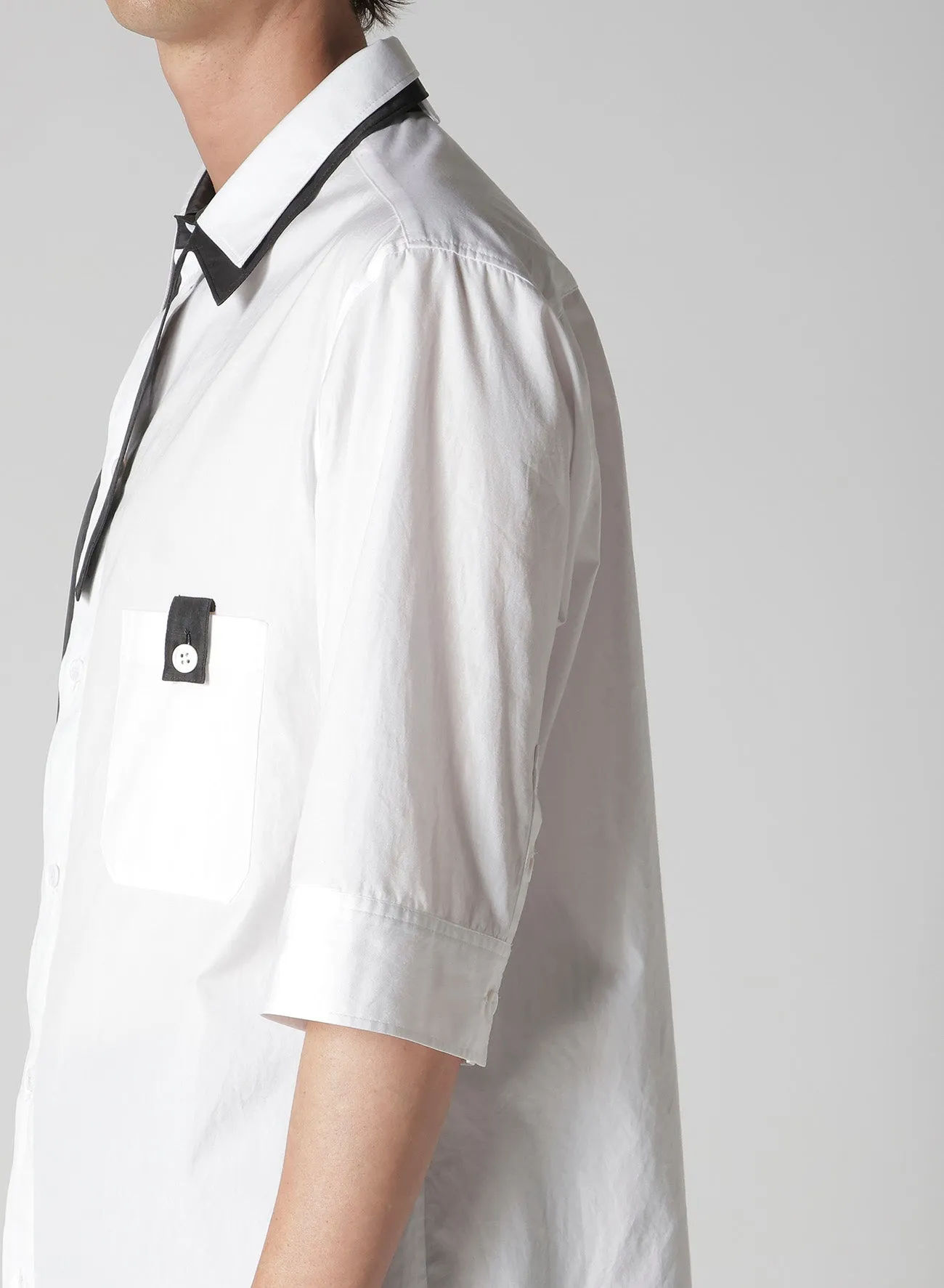 COTTON BROAD BLACK AND WHITE TRIPLE COLLAR BLOUSE sold by Yohji Yamamoto product image thumbnail 4