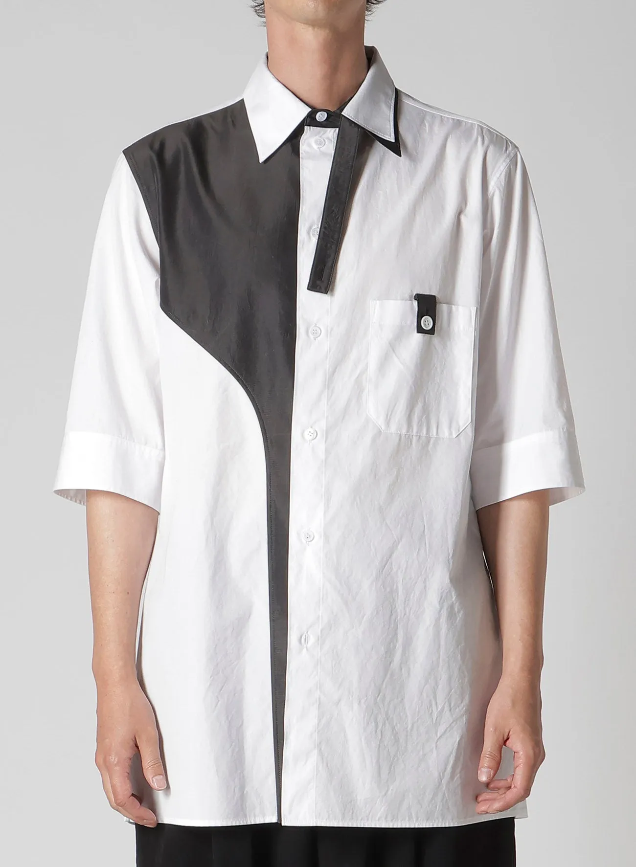 COTTON BROAD BLACK AND WHITE TRIPLE COLLAR BLOUSE sold by Yohji Yamamoto product image thumbnail 2