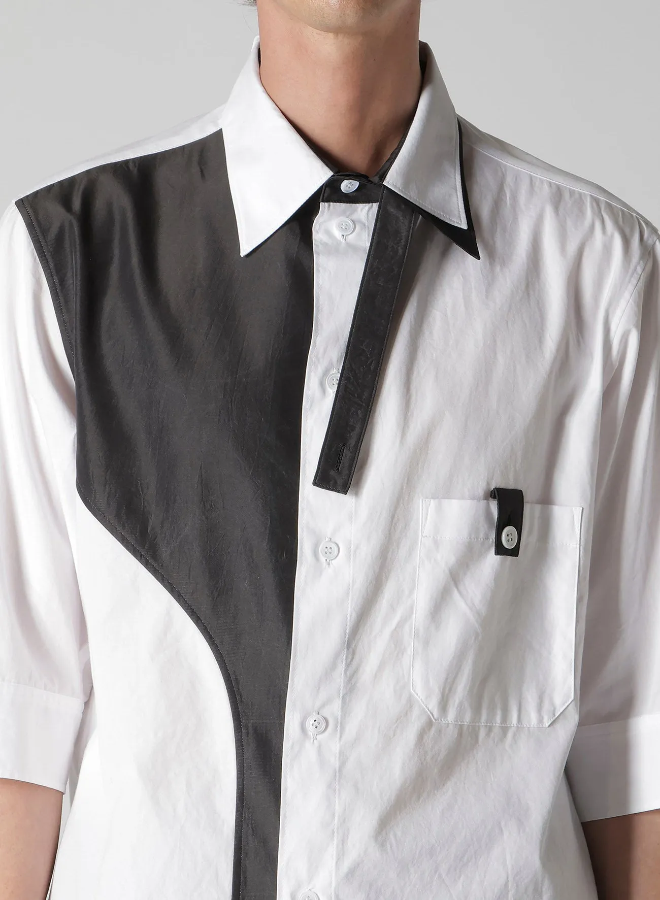 COTTON BROAD BLACK AND WHITE TRIPLE COLLAR BLOUSE sold by Yohji Yamamoto product image thumbnail 3
