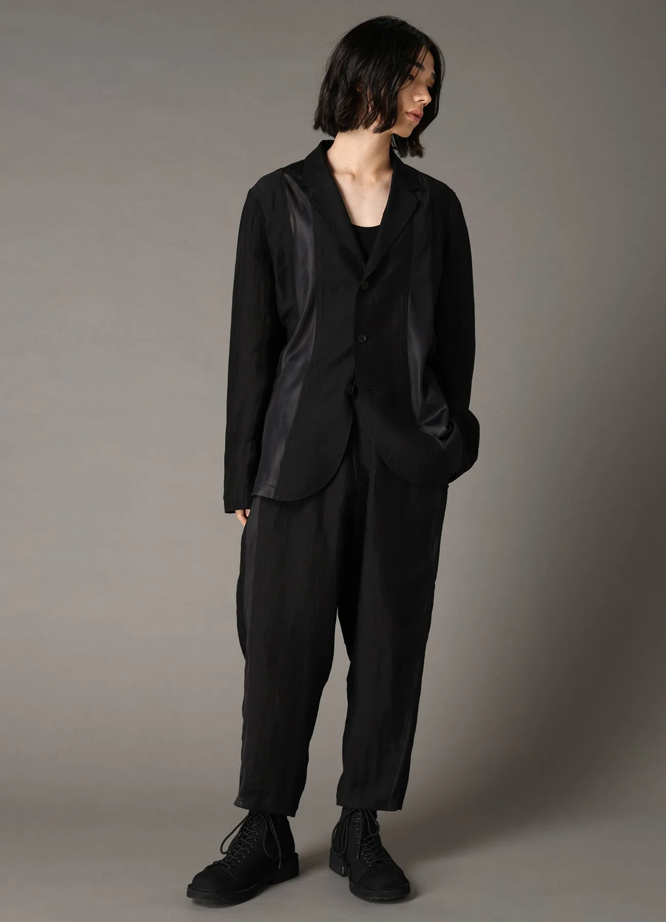 CUPRO/LINEN GABARDINE 4-TAPE LINE PANTS sold by Yohji Yamamoto product image thumbnail 2