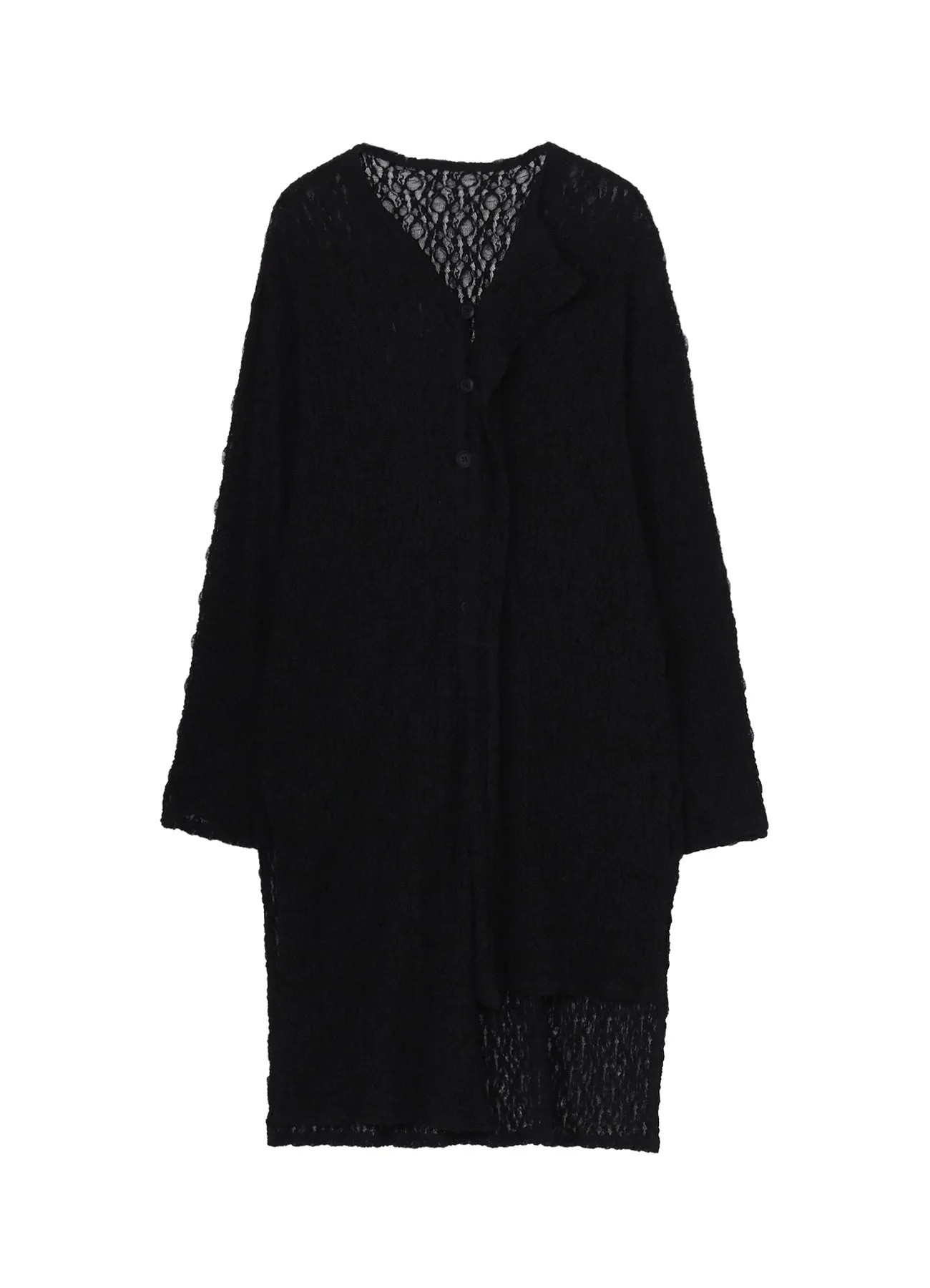 WRINKLE FLOWER SHIRRING UNBALANCED HEM CARDIGAN sold by Yohji Yamamoto
