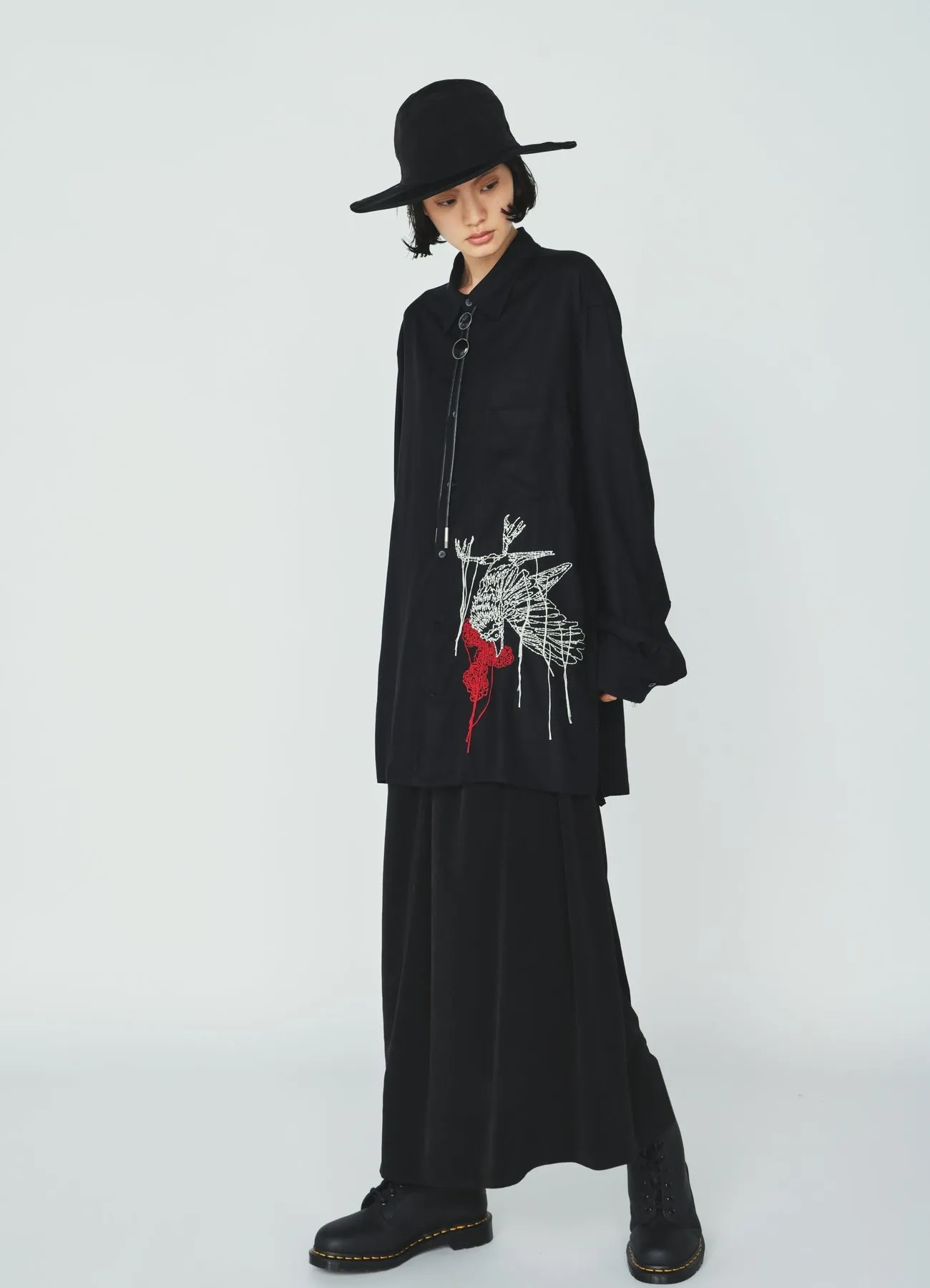 CREPE de CHINE DRAWSTRING SKIRT sold by Yohji Yamamoto product image thumbnail 3