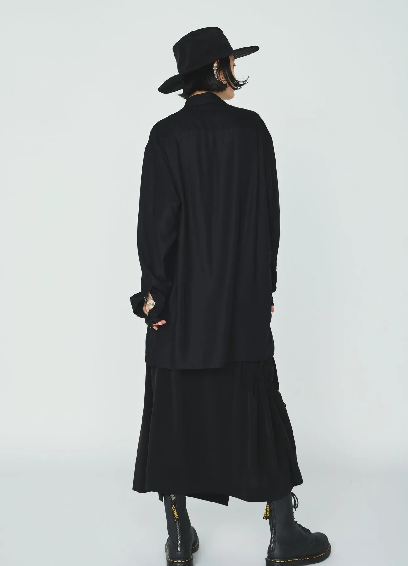 CREPE de CHINE DRAWSTRING SKIRT sold by Yohji Yamamoto product image thumbnail 4
