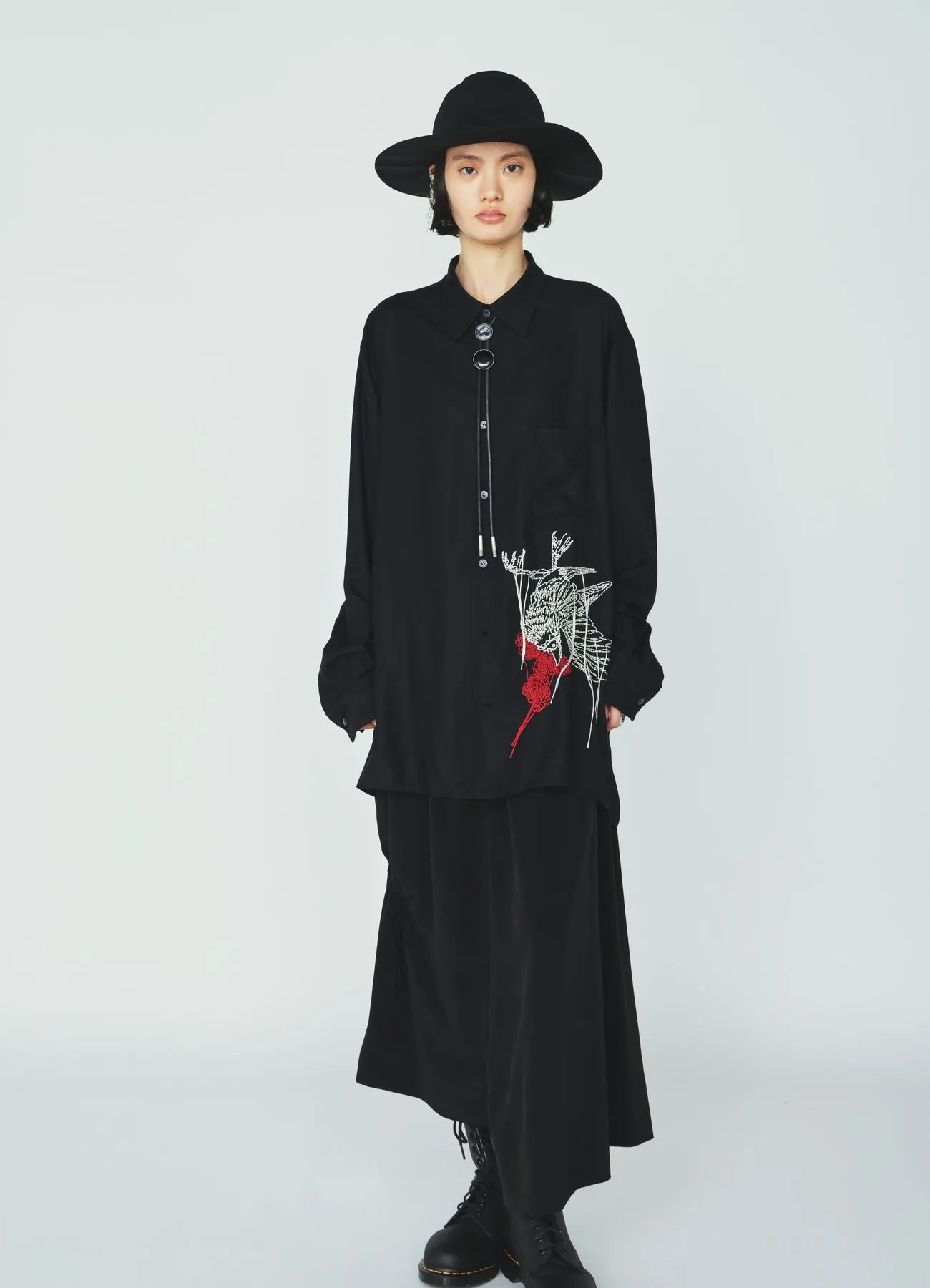 CREPE de CHINE DRAWSTRING SKIRT sold by Yohji Yamamoto product image thumbnail 2