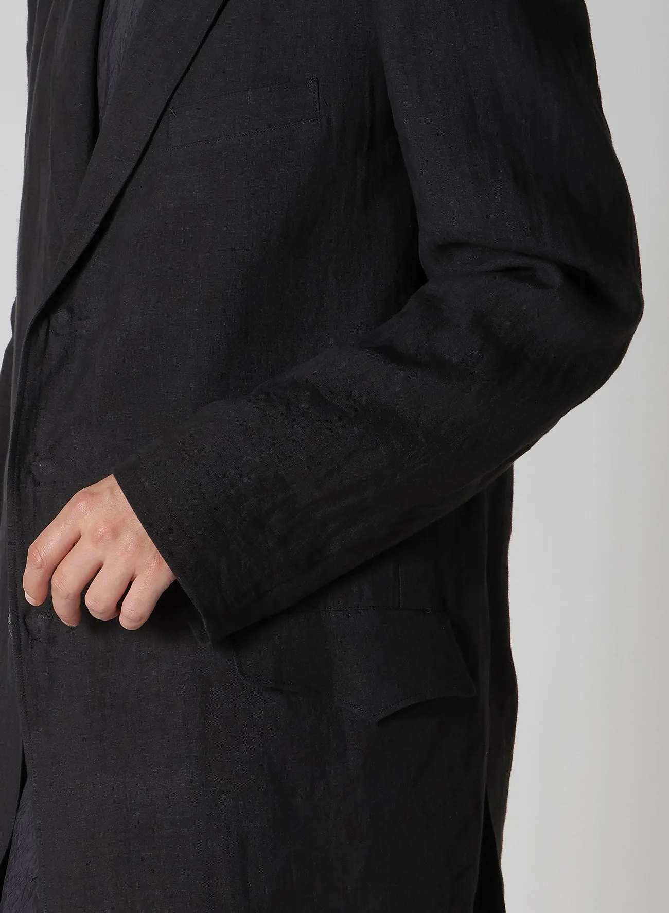 LINEN CLOTH FRONT EDGE 3SNAP BOTTON JACKET sold by Yohji Yamamoto product image thumbnail 4