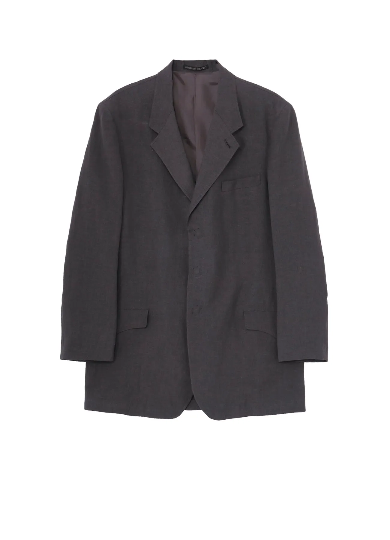 LINEN CLOTH FRONT EDGE 3SNAP BOTTON JACKET sold by Yohji Yamamoto