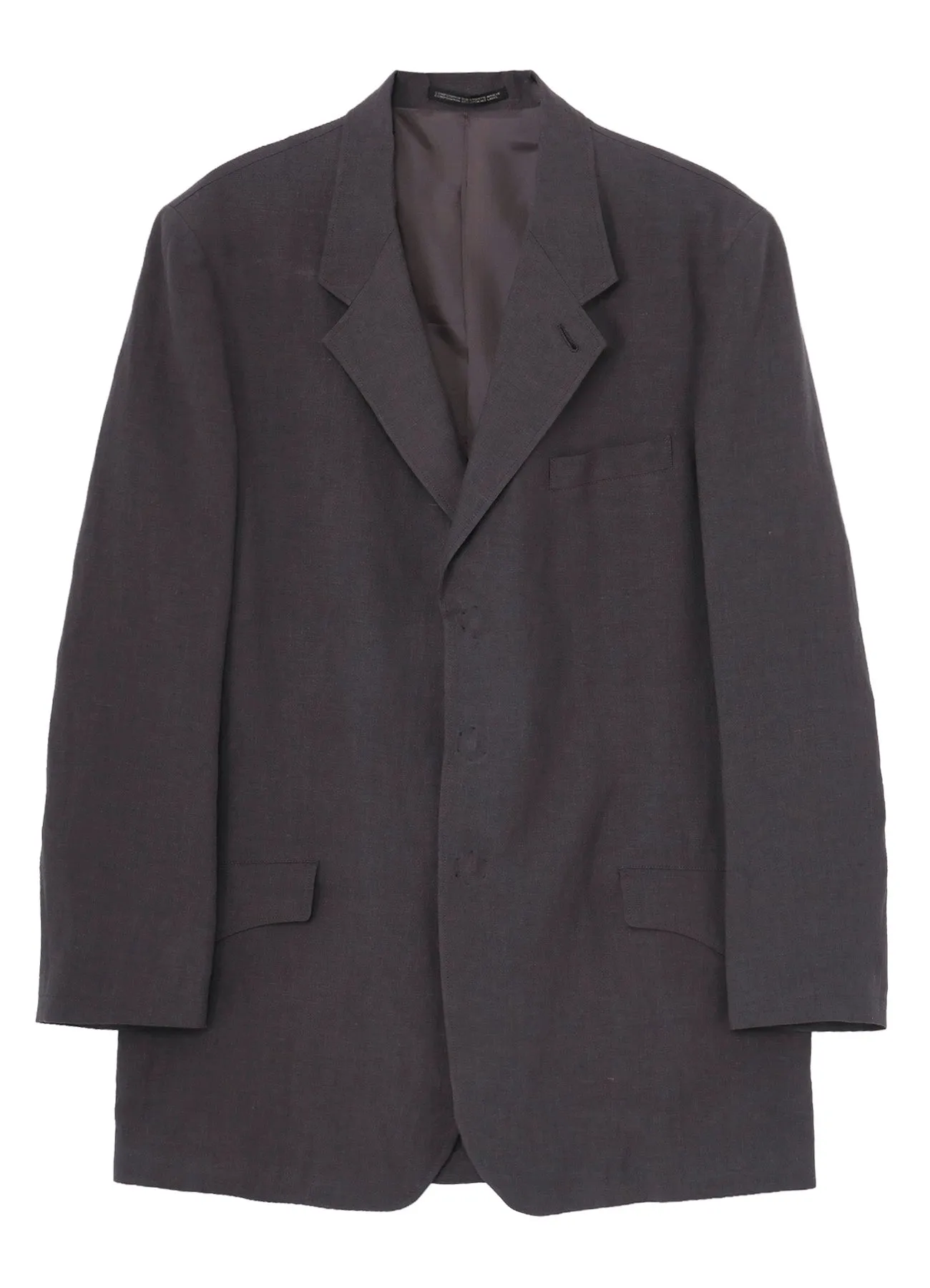 LINEN CLOTH FRONT EDGE 3SNAP BOTTON JACKET sold by Yohji Yamamoto product image thumbnail 2