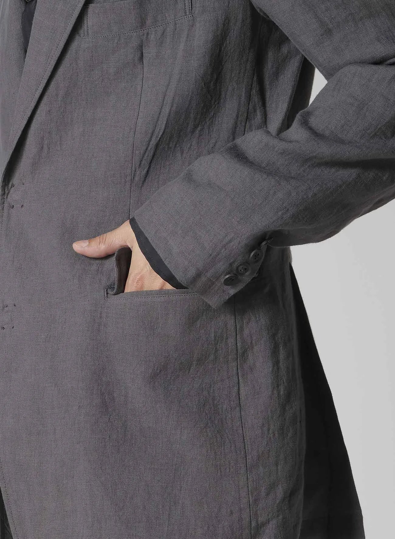 LINEN CLOTH FRONT EDGE 2SNAP BOTTON JACKET sold by Yohji Yamamoto product image thumbnail 5