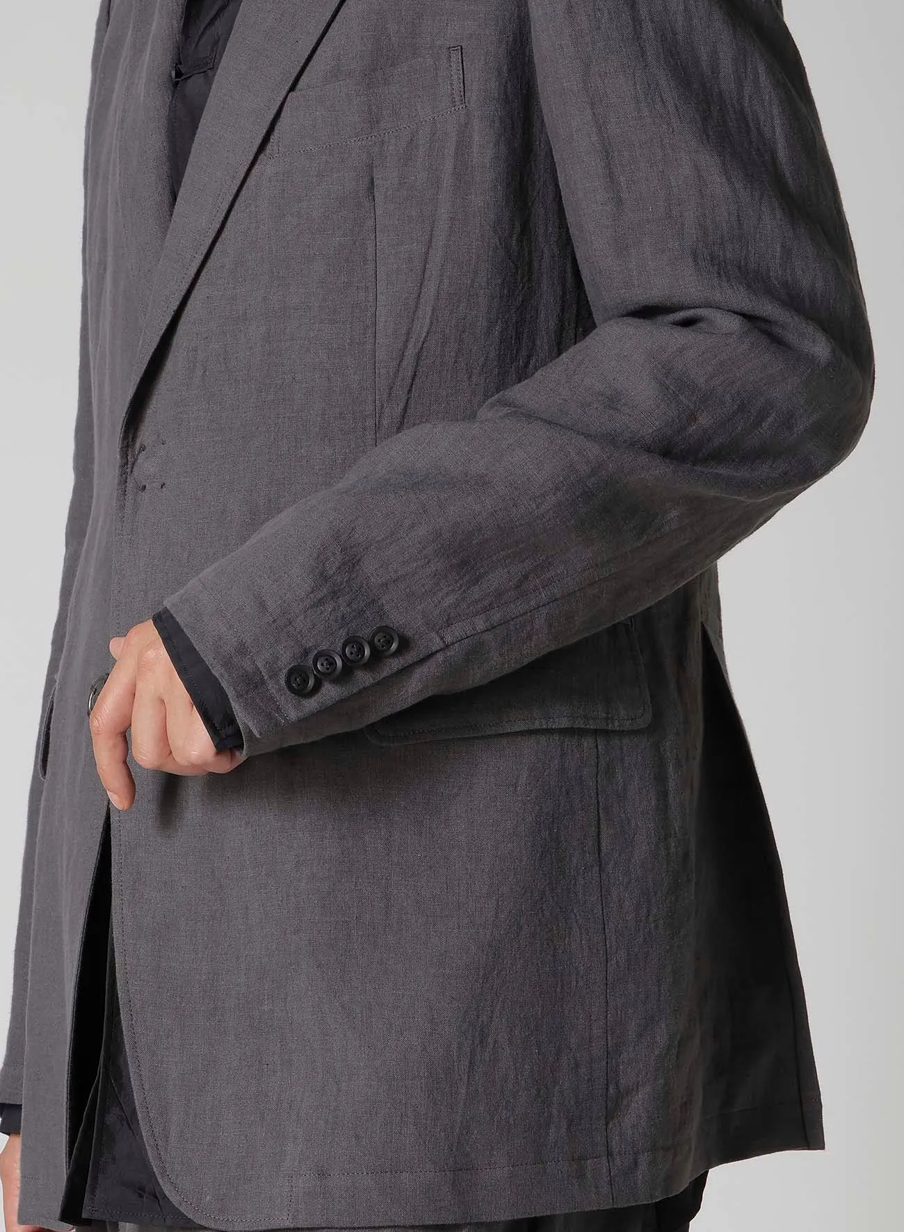 LINEN CLOTH FRONT EDGE 2SNAP BOTTON JACKET sold by Yohji Yamamoto product image thumbnail 4