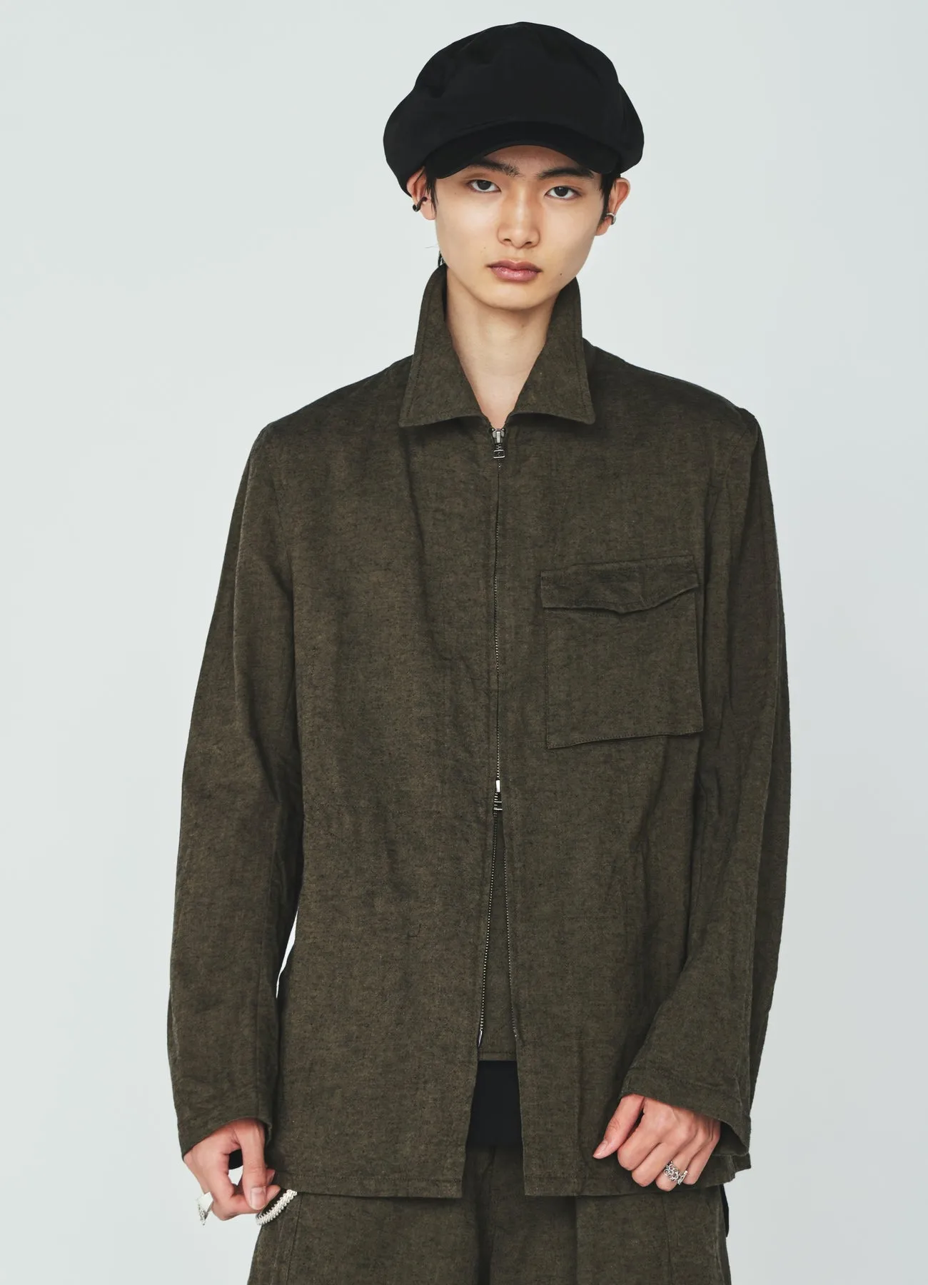 COTTON/LINEN CANVAS SOFRON ASYMMETRIC POCKET BLOUSON sold by Yohji Yamamoto product image thumbnail 5