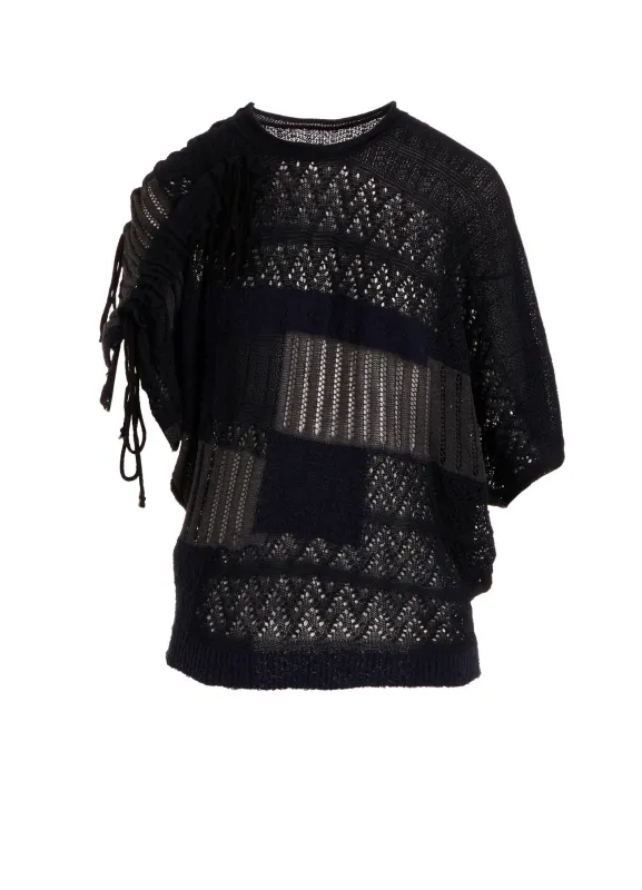 8G PATCHWORK MIX ASYMMETRY GATHER PULLOVER made by Yohji Yamamoto