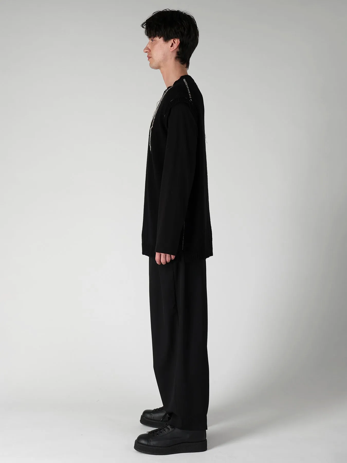 SINGLE JERSEY+EMBROIDERY EMBROIDERY ROUND NECK VEST sold by Yohji Yamamoto product image thumbnail 3