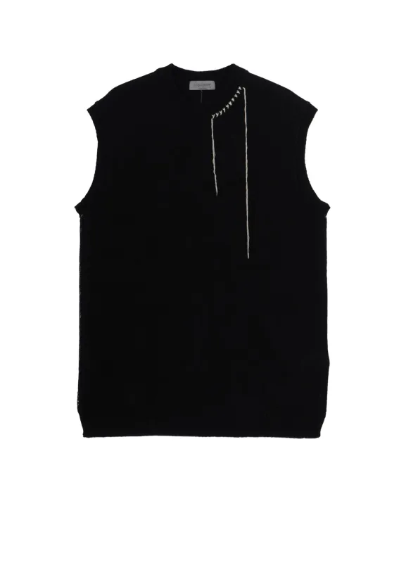 SINGLE JERSEY+EMBROIDERY EMBROIDERY ROUND NECK VEST made by Yohji Yamamoto