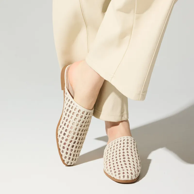 Zoe Woven Mule in Bone Leather sold by Yosi Samra